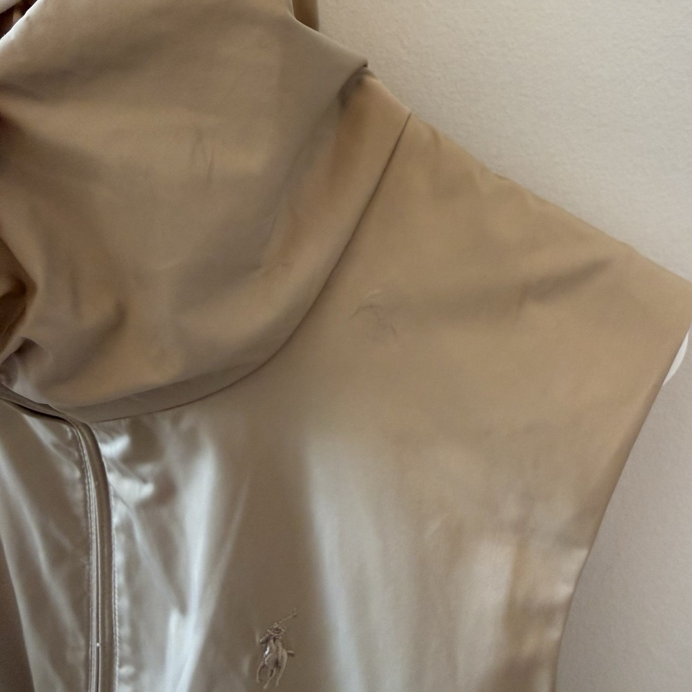 Ralph Lauren Polo Golf Vest jacket Sz Large Tan Khaki Windbreaker Performance - Picture 6 of 9